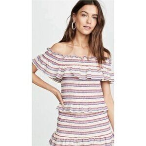 NWT Parker SET Lizette Smock Off The Shoulder Top & Sonoma Ruffle Skirt S Stripe